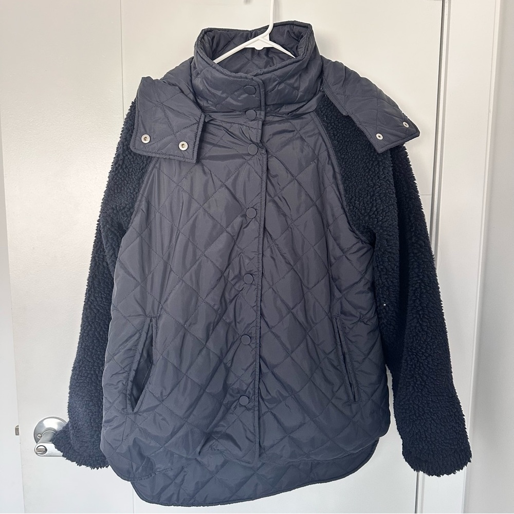 InWear Citoria padded and borg hooded jacket in BLUE